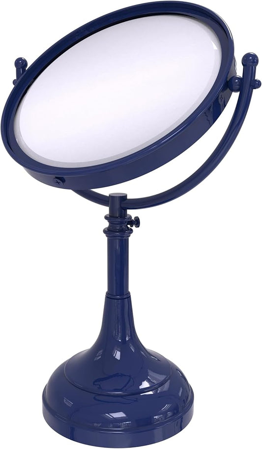 Allied Brass DM-1/3X-MBL Height Adjustable 8 Inch Vanity Top Make-Up Mirror 3X Magnification, Mediterranean Blue