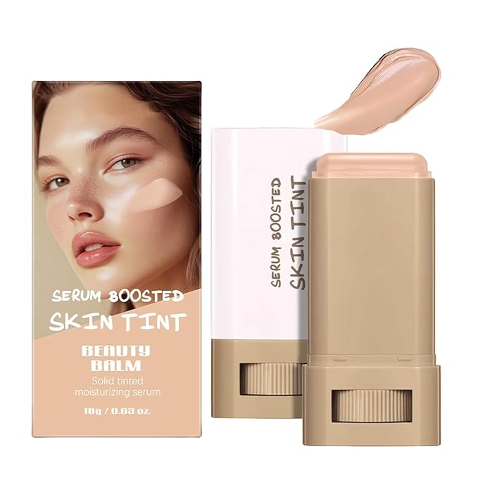 Beauty Balm Serum Boosted Skin Tint, Solid Tinted Moisturizing Serum Foundation Stick, Buildable Medium-to-Full Coverage Contour Stick for Face Makeup (#05)