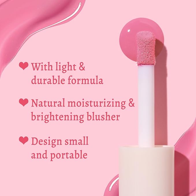 UCANBE Liquid Shimmer Blush Makeup for Cheeks, Highly Pigmented, Long Lasting, Anti-scratch, Natural-Looking, Daily Use Makeup Blush Suitable for Women Girls(01 Pink)