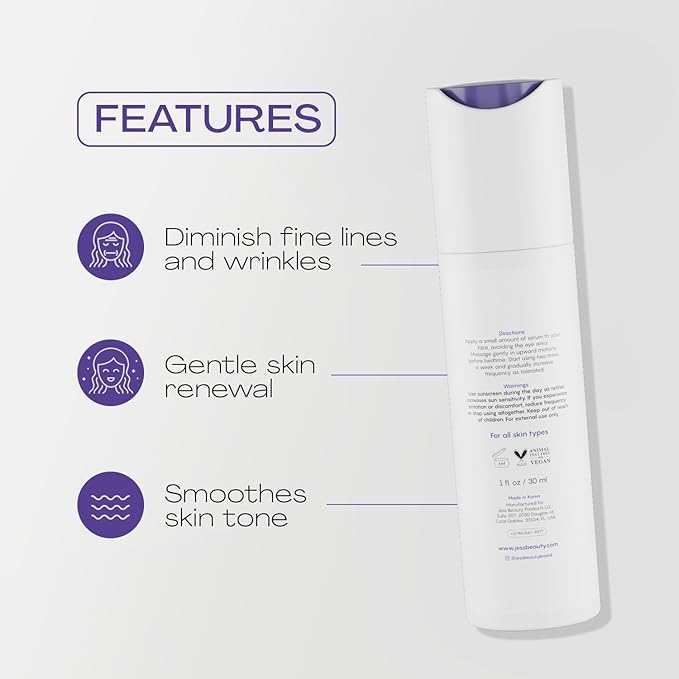 JESS BEAUTY | Skin Care Retinol Cream Centella Asiatica & Hyaluronic Acid | Retinol Night Face Cream Moisturizer 1 fl. oz (Age Rewind)