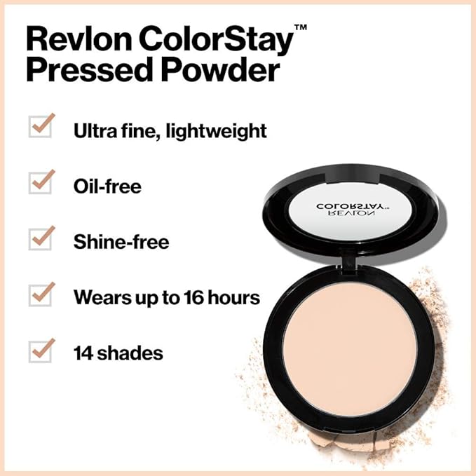 Revlon ColorStay Pressed Powder Face Makeup, Longwearing, Fragrance-Free, Noncomedogenic, 450 Mocha, 0.3 Oz