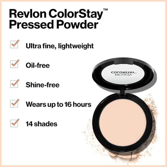 Revlon ColorStay Pressed Powder Face Makeup, Longwearing, Fragrance-Free, Noncomedogenic, 375 Toffee, 0.3 Oz