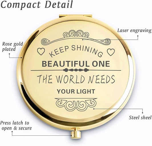 Personalized Gifts for Women Girls, Inspirational Compact Mirrors, 2025 Graduation Gifts for Her, Unique Mothers Day Birthday Gifts for Mom Sister Wife Daughter Niece, Friendship Gifts for Friends