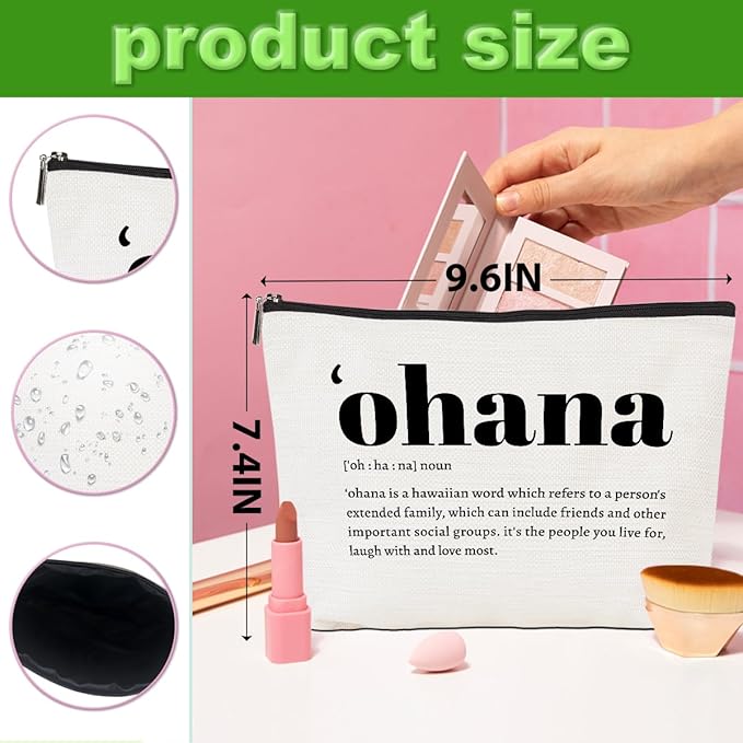 2pcs Hawaiian Inspirational Makeup Bag, Hawaiian Gifts Cosmetic Bag, Hawaii Souvenirs, Minimalist Thank You Gifts for Women Female Grandma Mom Sister Friend Wife