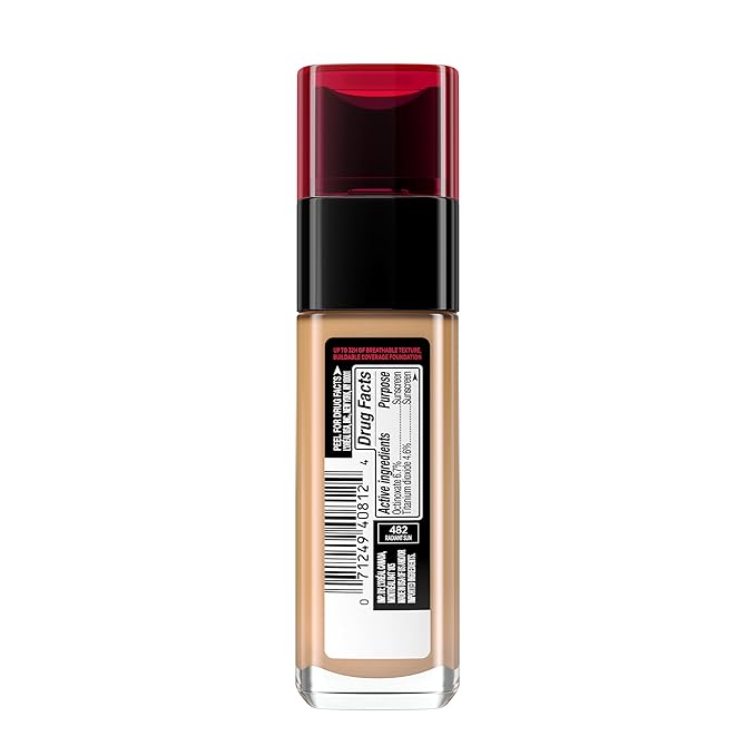 L'Oreal Paris Makeup Infallible Up to 32 Hour Fresh Wear Lightweight Foundation, 482 Radiant Sun, 1 Fl Oz, Packaging May Vary
