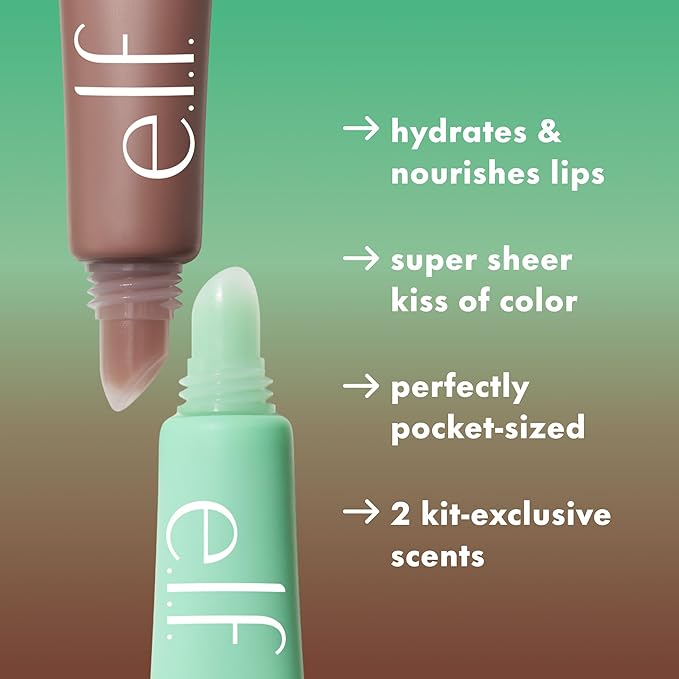 e.l.f. Squeeze Me More Lip Balm Duo, Moisturizing Balm For A Sheer Tint Of Color, Made With Hyaluronic Acid, Vegan & Cruelty-Free, Mint & Chocolate