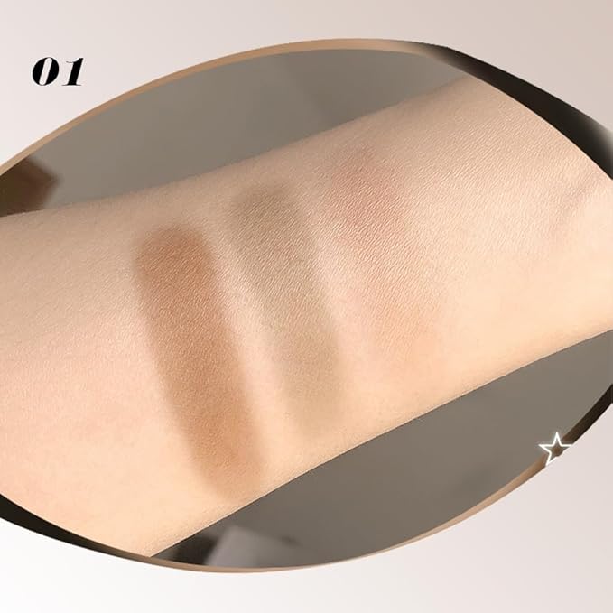 Matte Shimmer Highlight Bronzer Powder Palette with Mirror for Face Cheek Contour Brightening,Buildable Coverage Natural Makeup,Ultra Sculpt Nose Shadow (Matte beige brown coffee)