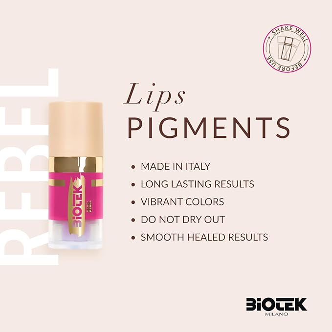 Biotek Lip Pigment for Permanent Makeup - Vibrant and Intense Violet Fuchsia Lip Color - Made in Italy - Rebel 0,24 fl.oz.