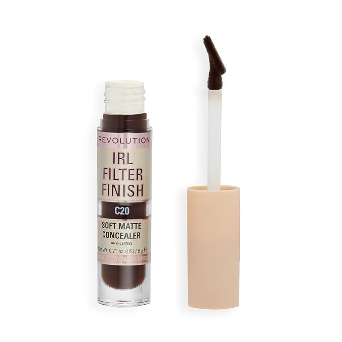 Revolution, IRL Filter Finish Concealer, Full Coverage, Oil-Free, Long-Lasting & Lightweight Formula, Infused with Hyaluronic Acid, Vegan & Cruelty-Free, C20, 0.21 oz