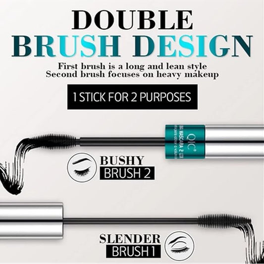 2 Pack Lash Cosmetics Mascara 5x Longer Lash Mascaras, 2 in 1 Black Mascara Waterproof Volume and Length Eye Cosmetics, Long-Lasting Natural Liquid Eyelash Mascaras Black Makeup