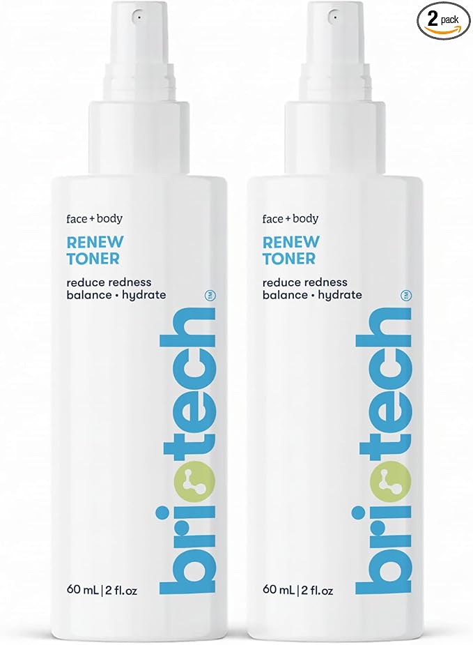 BRIOTECH Renew Toner, Hypochlorous Acid Spray, Minimize Appearance of Blemishes, Soothing Facial Mist for Sensitive Skin, Calm Redness & Bumps, Vegan, 2 fl oz Travel Size (2 Pack)
