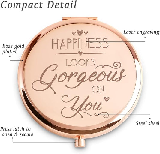 Personalized Gifts for Women Girls, Inspirational Compact Mirrors, 2025 Graduation Gifts for Her, Unique Mothers Day Birthday Gifts for Mom Sister Wife Daughter Niece, Friendship Gifts for Friends