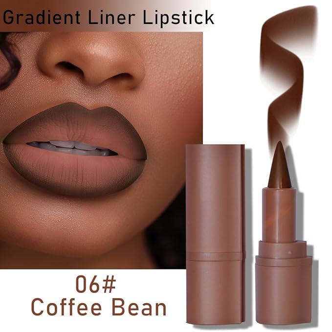 2Pcs Lip Oil and Lip Liner Set, Gradient Brown Lip Liner and Lipstick Lip Combo Set, Smooth Glossy Finish Lip Glow Oil for Black Women (2, Coffee Bean Set)