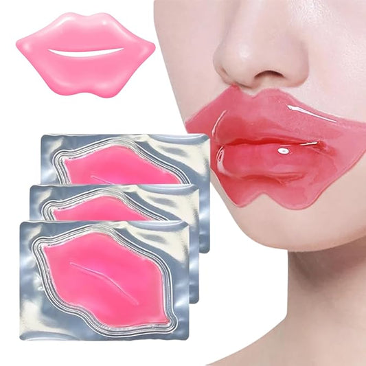 24K Golden Hydrating Lip Mask Patches, Korean Skincare, Plumping Treatment, 30 Pieces (Pink (B))