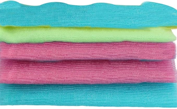 Leadigol 3PCS Exfoliating Washcloth Towel, Japanese Washcloth Nylon Beauty Skin Bath Wash Towel, Beauty Washcloth Sponge Loofah Body Scrubber, Mesh Bath Shower