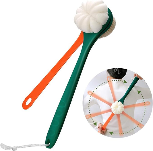 Hotodeal Shower Brush with Bristles and Bath Mesh Sponge
