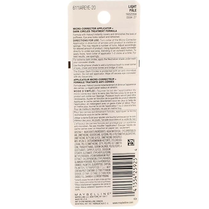 Maybelline Instant Age Rewind Eraser Dark Circles Treatment Concealer, Light 0.2 oz (Pack of 2)