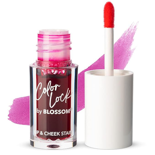 Blossom Lip Gloss Color Lock Lip Stain & Tint, Hydrating, Longlasting, Buildable, Non Drying, Smudgeproof + Transfer Proof, Made in USA with Doe Foot Applicator, 0.14oz, Blooming Rose