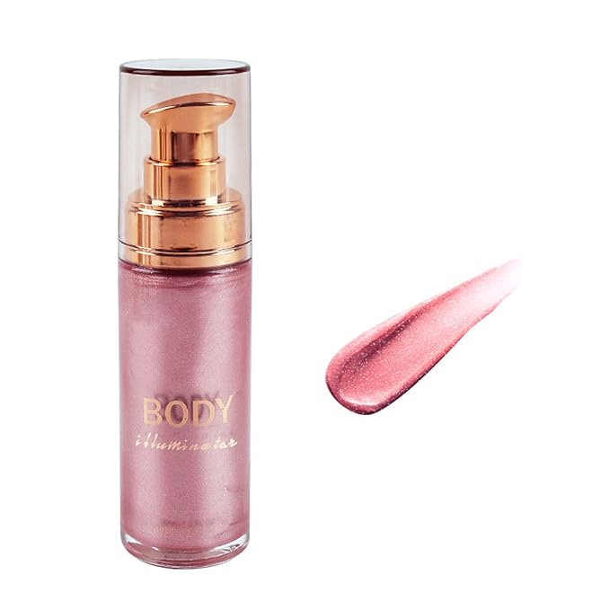 MAEPEOR Body Luminizer 6 Colors Waterproof Smooth Shimmer Face Glow Illuminator Non-sticky Liquid Highlight (30 ML, 06 Rose Pink)