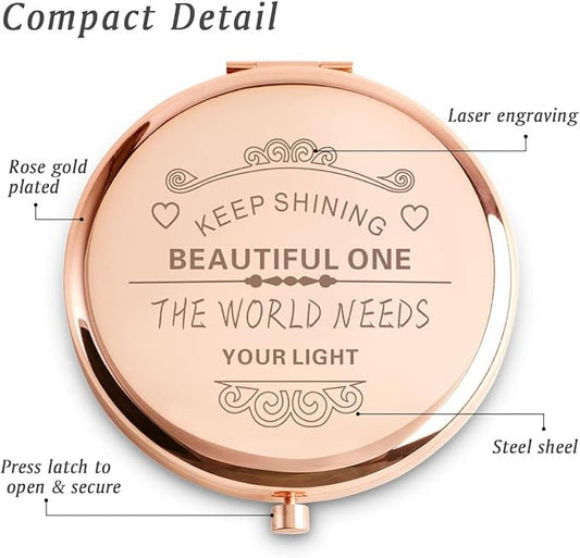 Personalized Gifts for Women Girls, Inspirational Compact Mirrors, 2025 Graduation Gifts for Her, Unique Mothers Day Birthday Gifts for Mom Sister Wife Daughter Niece, Friendship Gifts for Friends