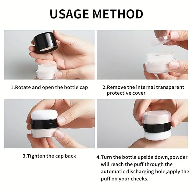 ROUSE Setting Powder Lightweight Loose Powder Finishing Powder Long-Lasting Face Powder Waterproof with Soft Mushroom Powder Puff & Mirror, Matte Finish,0.28 Oz (Light Apricot/Translucent)
