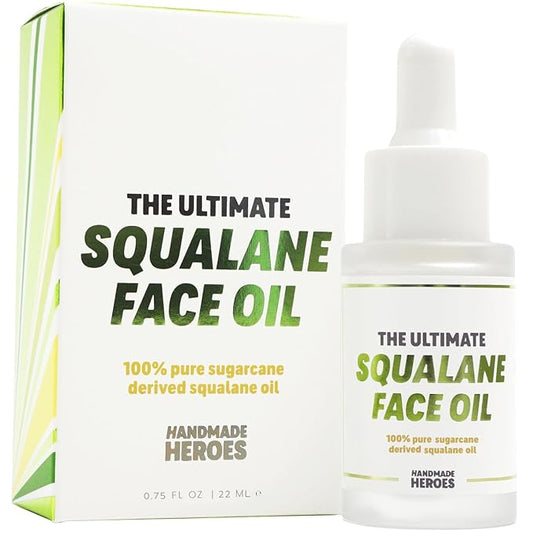 Handmade Heroes 100% Natural Sugarcane Squalane Oil - Gua Sha Facial Moisturizer for Tightening and Wrinkles for an Even Skin Tone and Neck Lift, Neck & Décolleté Oil