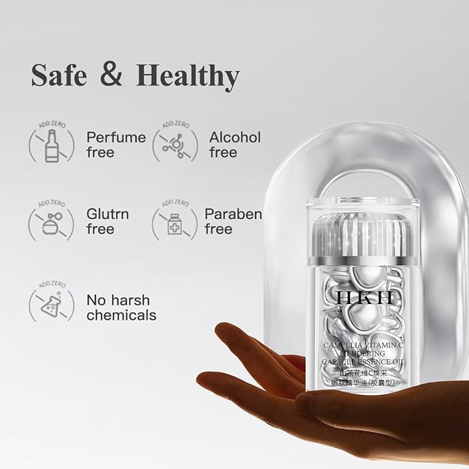 Triple Vitamin C Dark Spots Correction Capsules Serum For Face,Camellia VE Anti-Aging Essence For Women Camellia Niacinamide serum For Women To Tighten Sagging Skin And Reduce Fine Lines