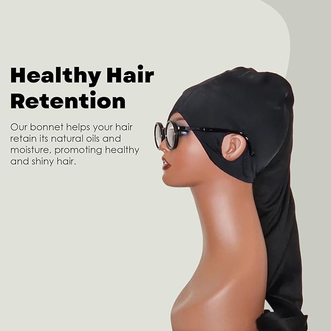 Bonnetail for Women, Long Bonnet for Ponytails, Hair Care, Bonnetail for Sleeping with Ear Slots