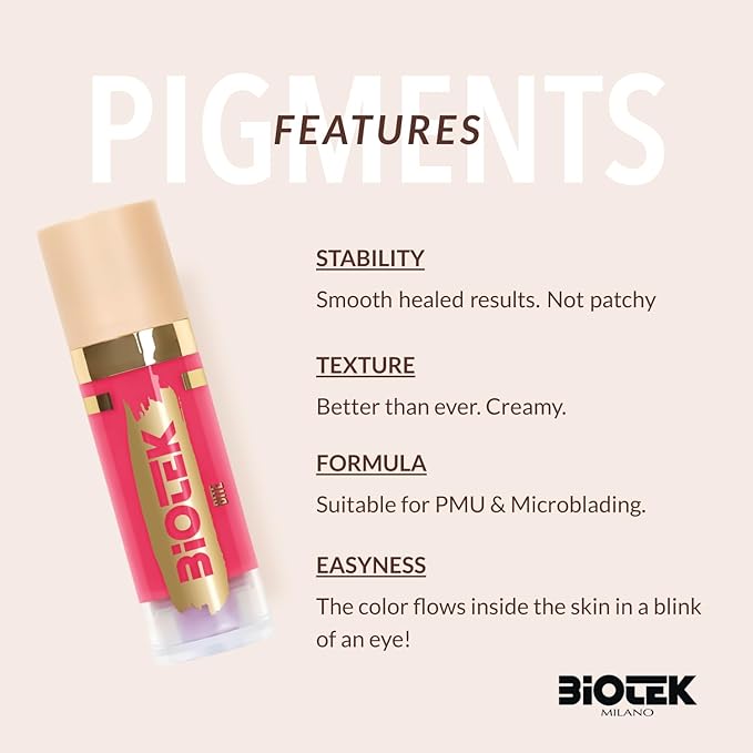 Biotek Lip Pigment for Permanent Makeup - Bright Hot Pink Lip Color - Made in Italy - Bite 0,61 fl.oz.