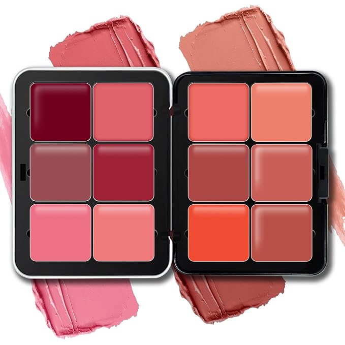 12 Colors Cream Blush Palette Matte Blush Contour and Highlight Blush Palette Waterproof and Long Lasting Blush Cream Makeup Palette