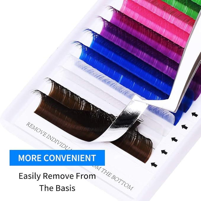 Eyelash Extensions D Curl Classic Lash Extensions .07mm Blue Green Purple Individual Lashes Mixed Colored 13mm Lashes Extension Supplies (0.07-D, 13mm)