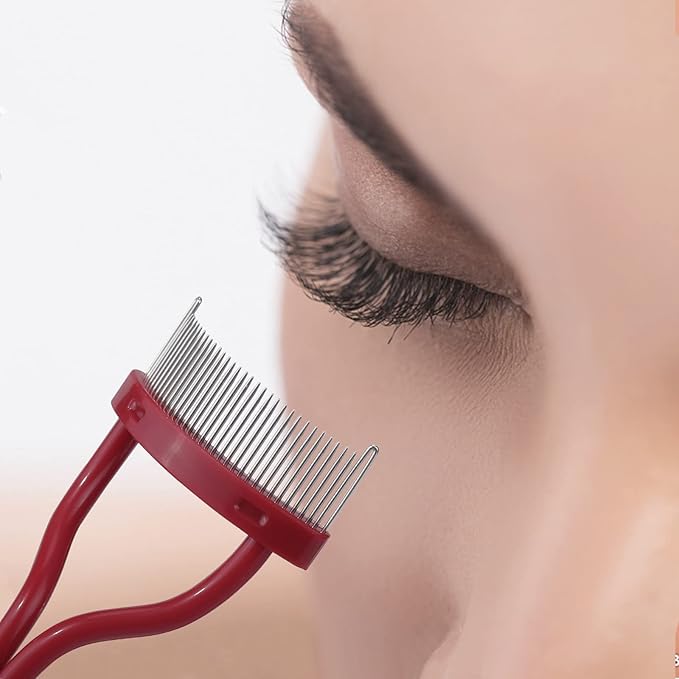 Eyelash Comb MSQ Eyelash Separator Mascara Applicator Eyelash Definer With Comb Cover Arc Designed Cosmetic Brushes Tool Red (1PCS)