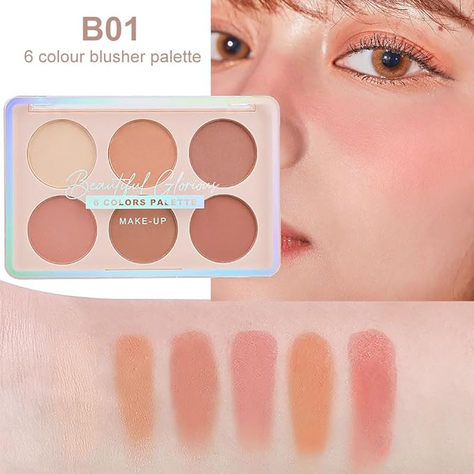 6 Colors Face Blush Blusher Highlighter Makeup Palette iluminadores de maquillaje profesional luminizers Cheek Shimmer Stick Bronzer and Highlighter Palette makeup illuminators highlighters for face