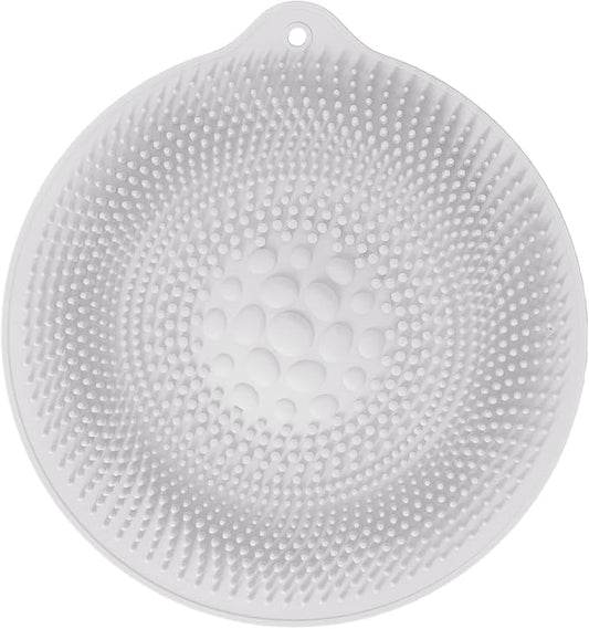 Foot Massage Pad Rubber Shower Brush Adsorbent Mini Scrubber Foot Scrub Pad Exfoliating Soothing Tired Feet Clean Reuse Home Travel(Light Grey)