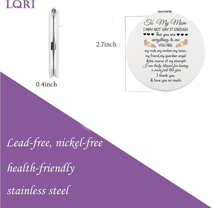 LQRI to My Mom Makeup Mirror Mother Gift from Daughter Thank You Gifts for Mother Unique Mom Gift