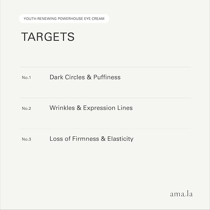Amala Youth-Renewing Powerhouse Eye Cream - Anti-Aging Cream that Targets Dark Circles, Puffiness and Under Eye Bags with French Pine Extract, Moth Bean Retinol-Alternative and Cupuacu Butter (15ml)