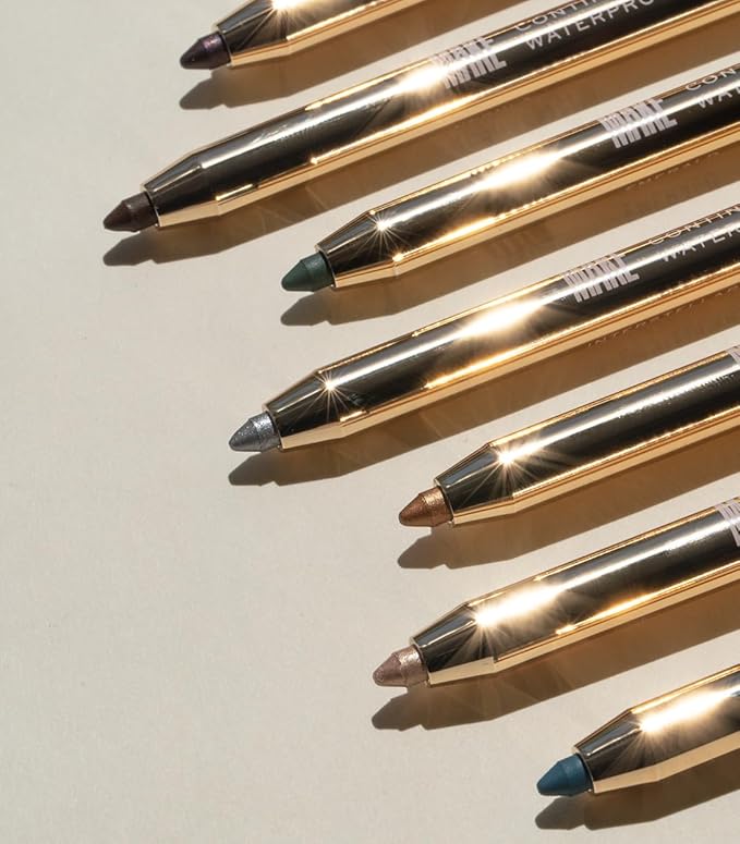 MAKE Beauty Continuum Waterproof Gel Eyeliner Pencil. Creamy, Pigmented Multi-Use, including Waterline with Built-in Sharpener and Blending Brush. Smudge-Proof Makeup. Shade - Celestial, Champagne