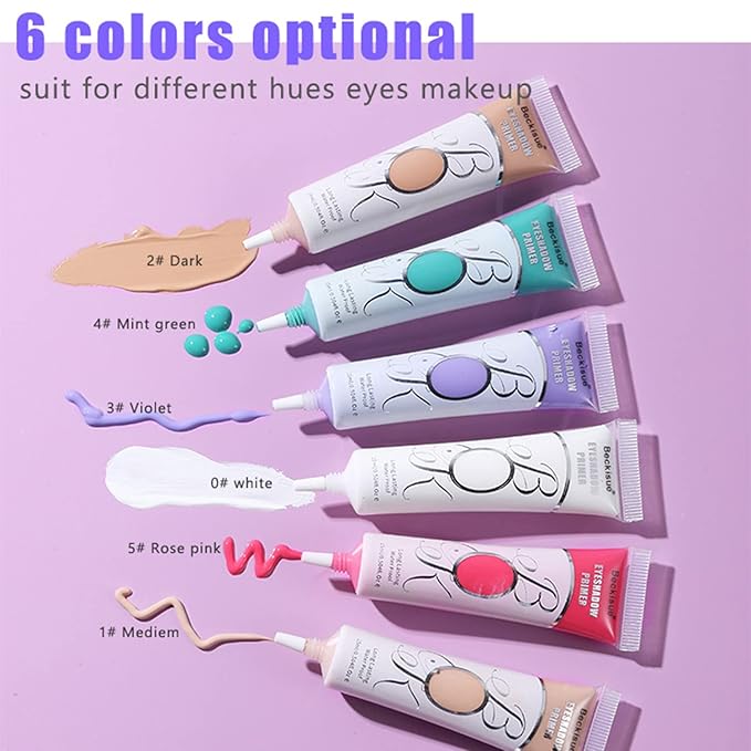 MAEPEOR Matte Eyeshadow Primer 6 Colors Prevent Oily Lids and Creasing Eye Primer Base Long-lasting Waterproof & Smudgeproof Eye Base Makeup for All Shadows (3 Violet)
