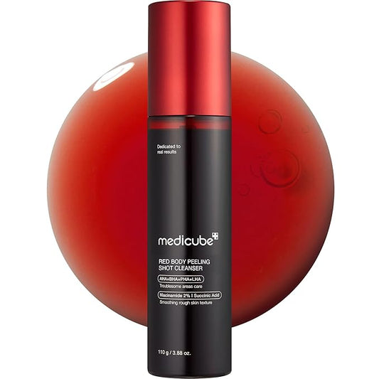 medicube Red Body Peeling Shot, AHA + BHA Exfoliating Body Spray for Summer-Ready Smooth Skin, Treats Strawberry Skin, Bumps & Breakouts, 3.88 oz