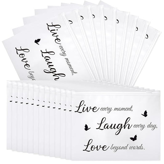 100 Pcs Inspirational Gifts for Girls Women Travel Cheer Makeup Bag Bulk Loved Quotes Cosmetic Bags with Zipper Thank You Encouragement Birthday Gift Bag for Nurse Teacher Friend (Minimalist)