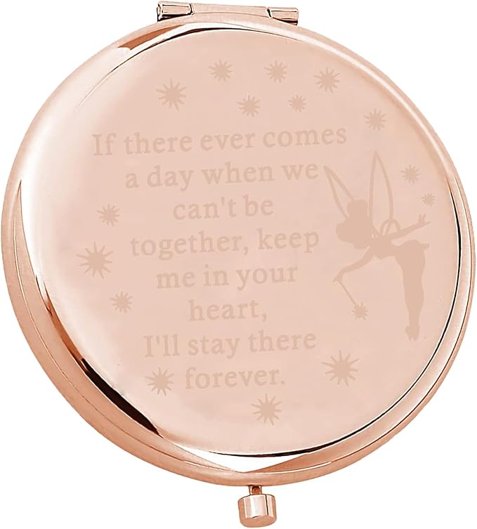 LQRI Faily Cartoon Tales Pocket Mirror Fairy Pixie Cartoon Fans Gifts Cartoon Movie Gift Makeup Mirror Inspiration Gift Friendship Gift (Rose Gold)