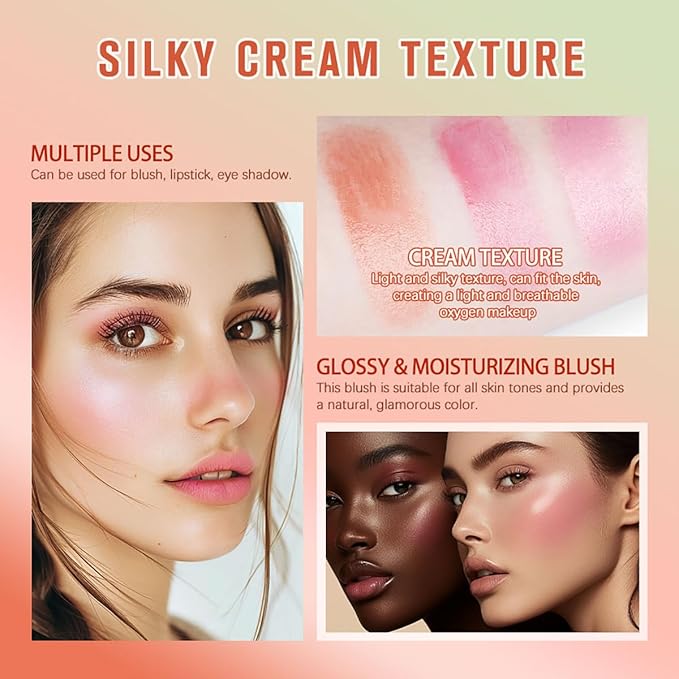 PH Tinted Moisture Stick, Multi-Use Cream Color Changing Blush, 3-in-1 Blush Stick for Cheek/Eyes/Lips, Waterproof Hydrating Tinted Solid Makeup Products (2#hot red)