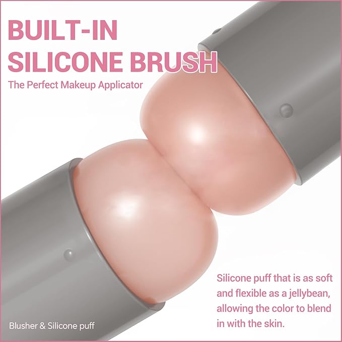 Erinde Blush Stick for Cheeks, Cream to Powder Blush Stick, Matte Blendable Buildable Color, Built-In Silicone Blush Brush, Cream Blush Stick for Cheek, Eyes & Lips, Vegan & Cruelty Free, 01