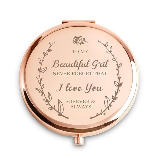 Gifts for Girls, Personalized Compact Mirror, Sentimental Mothers Day Birthday Gifts for Gilrs, Unique Graduation Present for Her Daughter Girlfriens