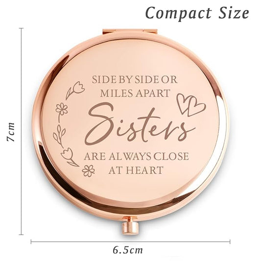 Sister Gifts from Sister, Personalized Compact Mirror, Unique Mothers Day Birthday Gifts for Sister, Sentimental Graduation Present for Her