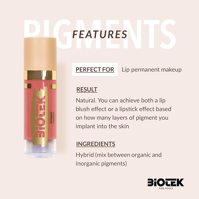 Biotek Lip Pigment for Permanent Makeup - Pink Peach Color for Lip - Made in Italy - Flower 0,61 fl.oz.