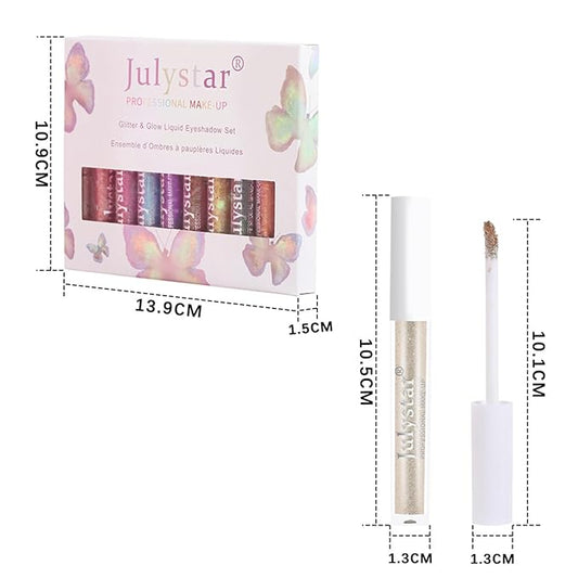 10 Color Glitter Liquid Eyeshadow Set Metallic Shimmer Eye Shadow Sparkling Eyeshadow Gift Set for Women Waterproof Quick Drying