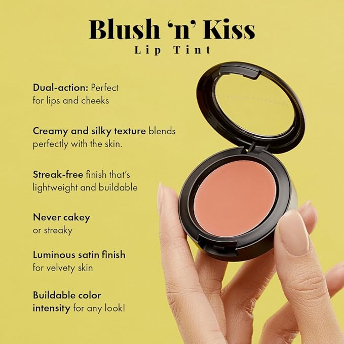 Jerome Alexander Blush ‘n’ Kiss Cream Blush for Cheeks & Lips | Creamy, Lightweight, Buildable Coverage | Blush Balm Face Makeup | Tint Coral
