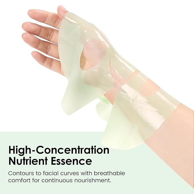 Ashlyn Green Tea Soothing Collagen Face Mask - Overnight Hydrating Sheet Mask with Hyaluronic Acid & Collagen for Sensitive Skin, Deep Moisture Calming Relief for Glass Skin, 35g, 5ea