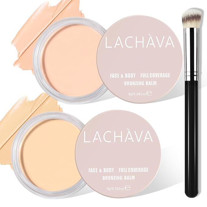 2PCS Concealer Kit with Brush - Full Coverage, Waterproof Cream Makeup Concealer for Under Eye Dark Circles, Acne, Blemish, Pores and Spots (#03+#04)